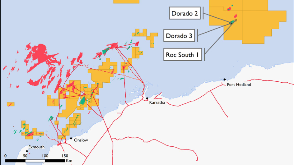 Dorado-2 is in petroleum permit WA-437-P about 160 km (99 mi) north of Port Hedland.